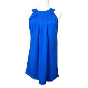 Arden B Women's Halter Neck Pleated Sleeveless Tunic mini dress  Blue Medium